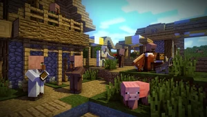 寻找村庄是 Minecraft 交易的第一步(图片来自 Mojang) 寻找村庄是 Minecraft 交易的第一步(图片来自 Mojang)