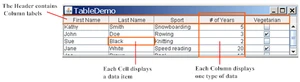 TableDemo的快照,显示了一个典型的表。