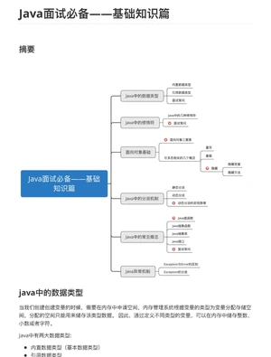 Java基础知识+算法+思维导图，助你快速掌握面试，顺利进入大厂